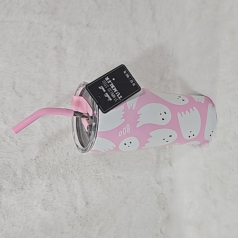 Halloween Pink & White Ghost Stainless Steel Tumbler 30oz